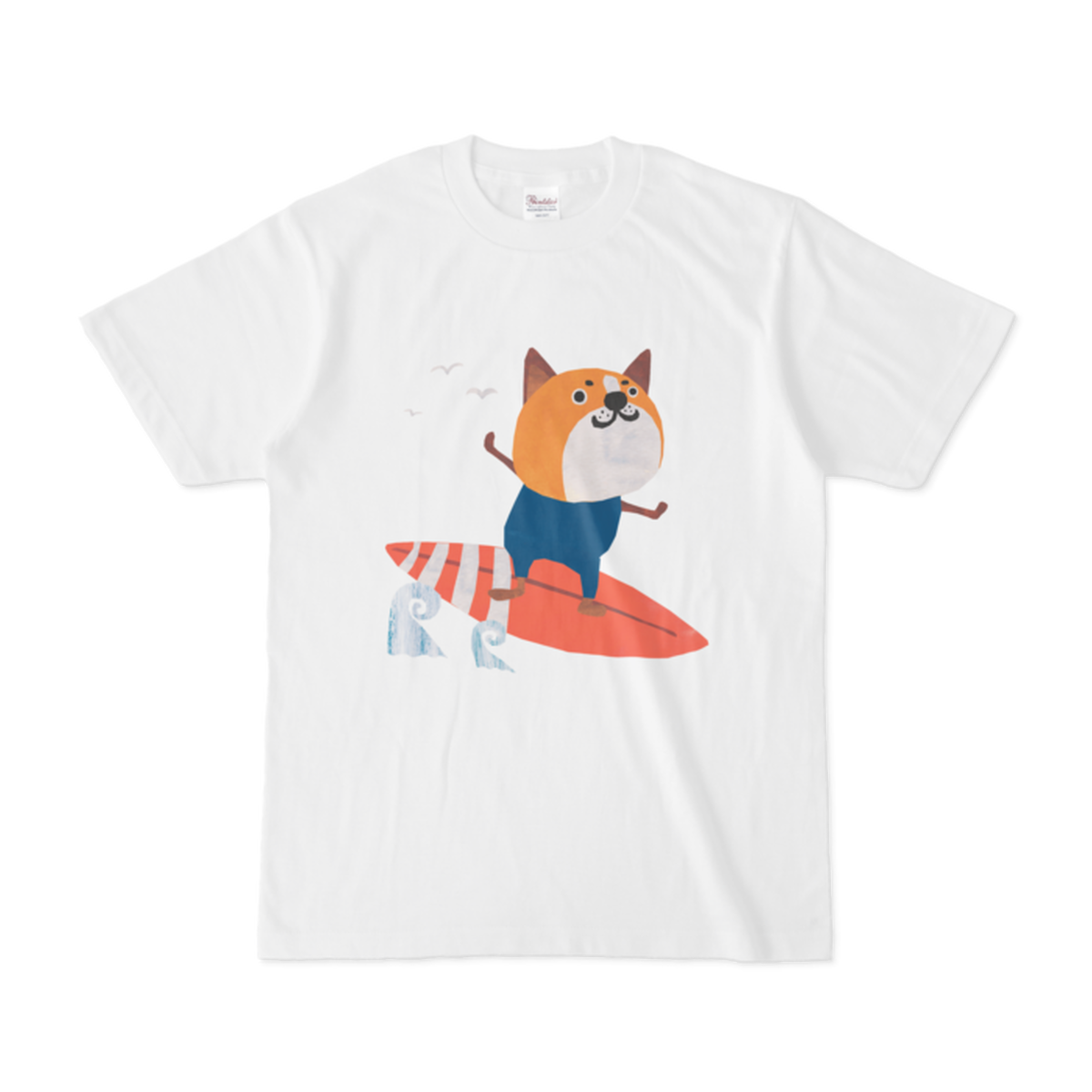 前面プリントイラストtシャツ 波乗りワンコ Orange Garden