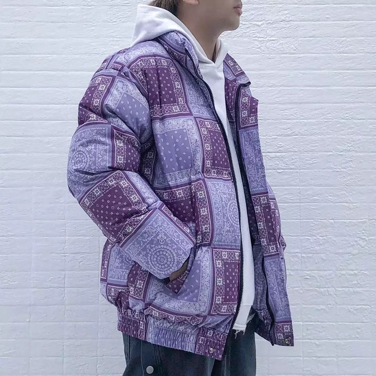 ペイズリー柄 メンズサイズ ダウンジャケット Bostezo