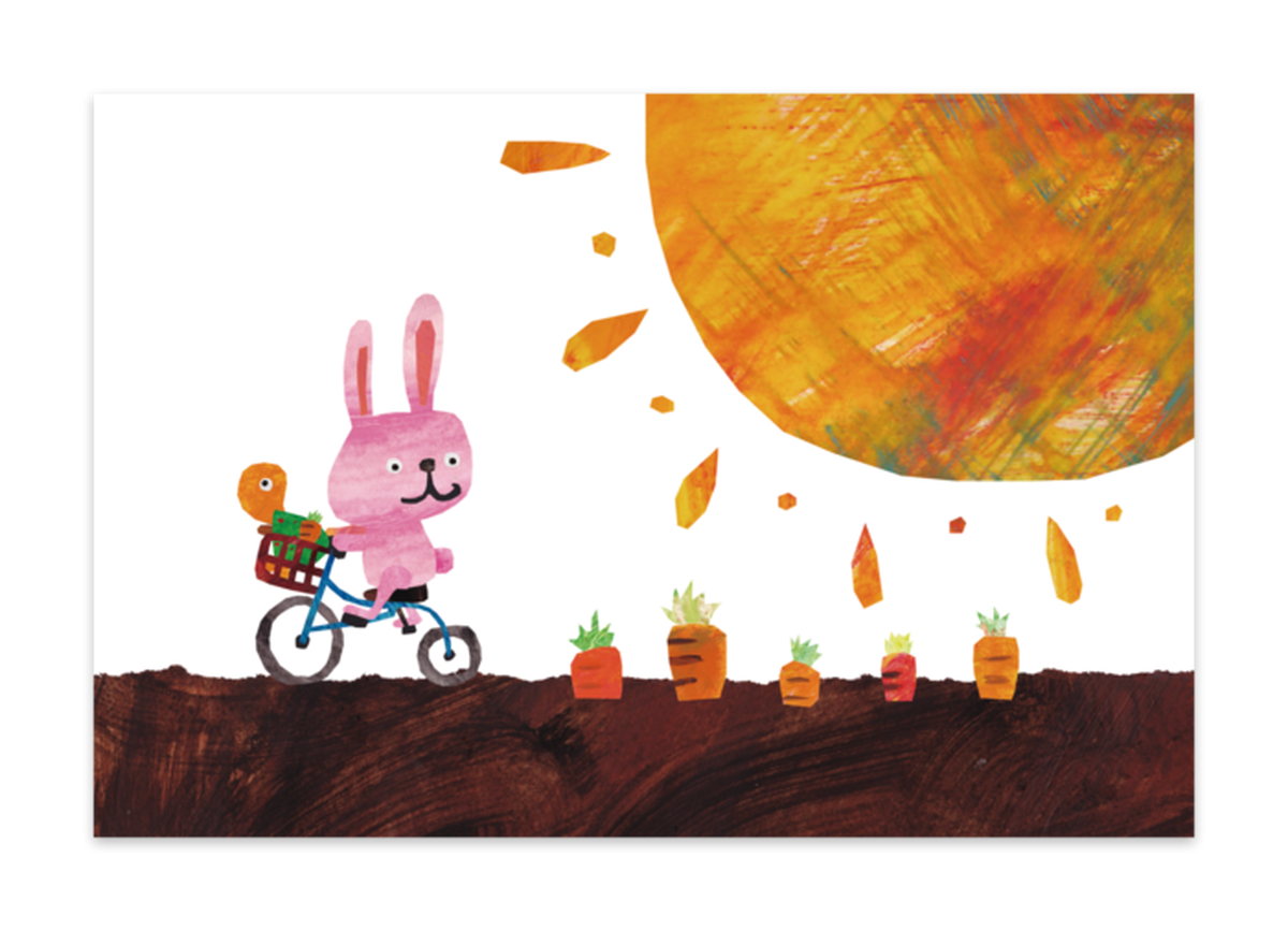 ポストカード ウサギとカメとにんじん No 3 Orange Garden
