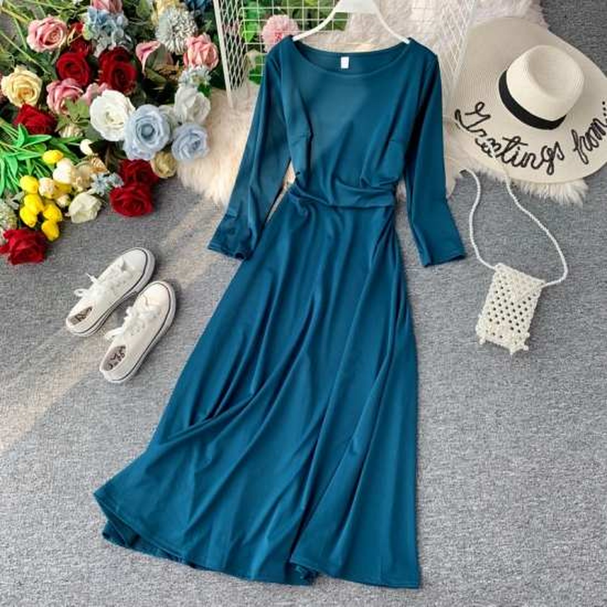 ワンピース レディース シャツワンピース ロング 冬 40代 白 秋 50代 30代 コーデ 30代 きれいめ 40代 フォーマル 上品 おしゃれ ロング丈 ニットワンピース 体型カバー 無地 Dress No Sato