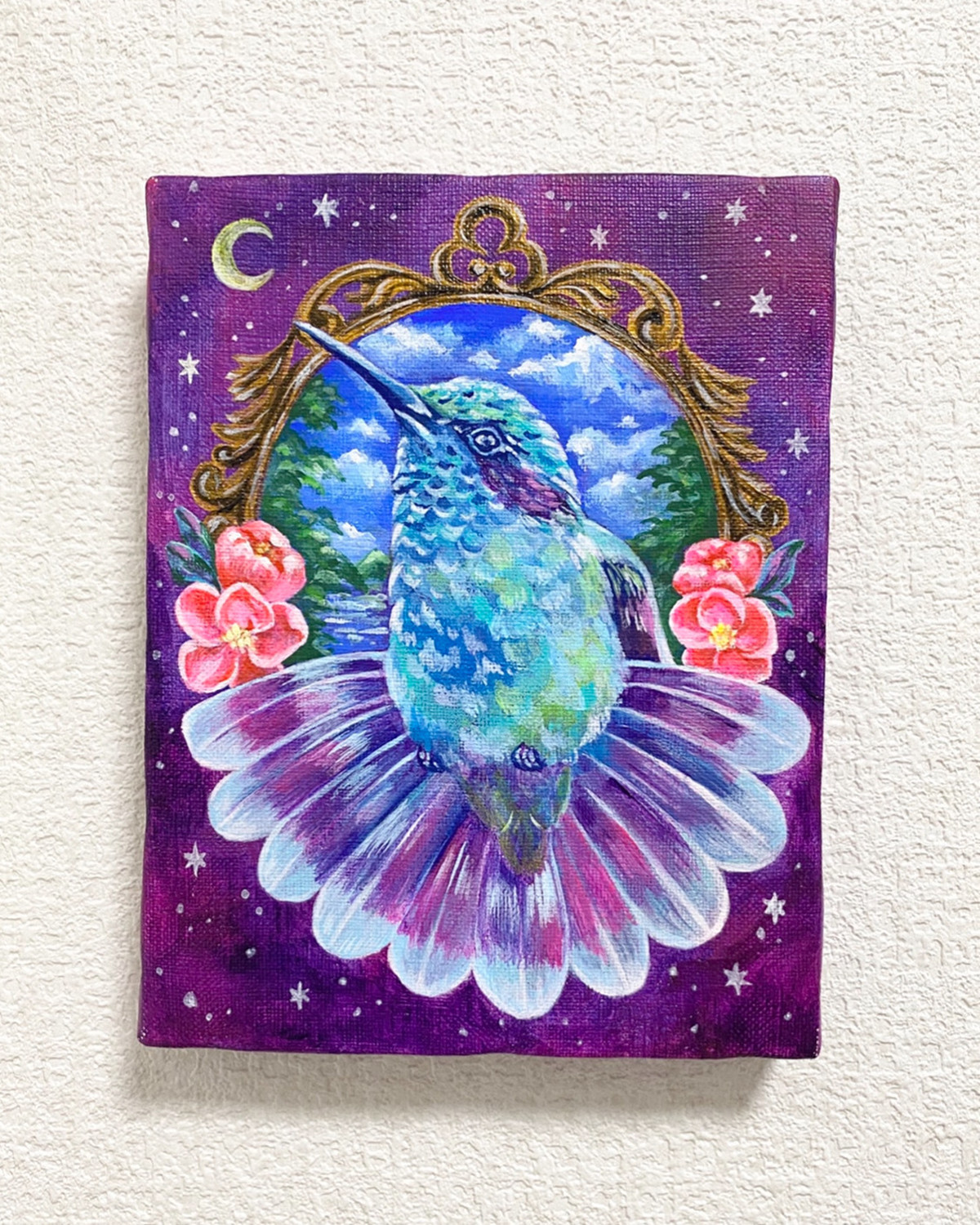 アート原画 ハチドリと夢の中 70m Naomi