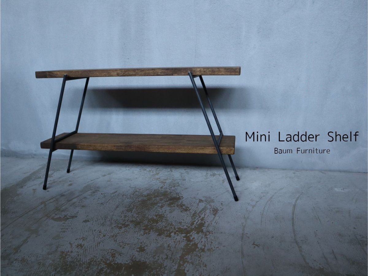 40 [Iron Mini Ladder Shelf] 送料無料 折りたたみ棚 アウトドア シェルフ アイアン家具【Baum】関西大阪・南