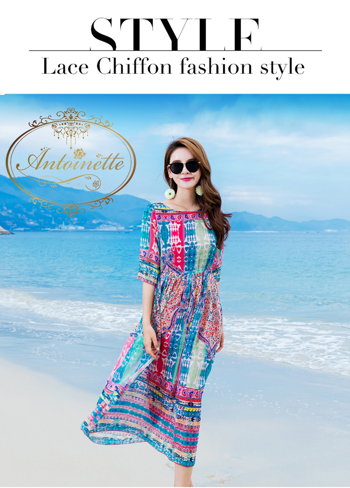 Summer Dress アジアン エスニック マキシ ワンピース サマードレス リゾート マキシワンピ シフォン 夏 ロング 体型カバー ママ Aライン 大人 女性 ひらひら ロングスカート Antoinette