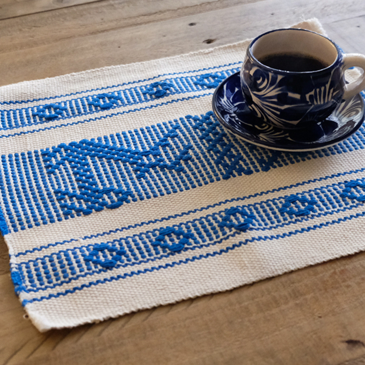 手織りのランチョンマット / Blue /211b/ MEXICO メキシコ &JOURNEY