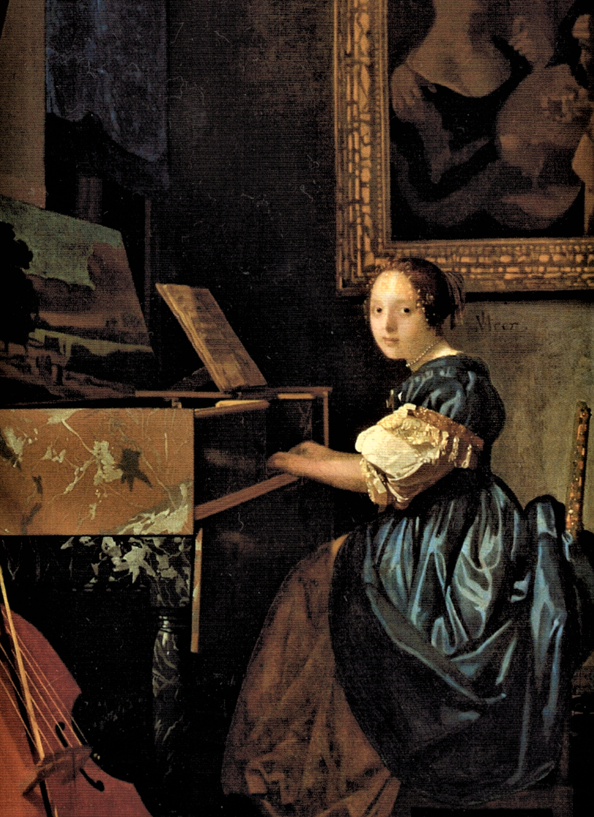 フェルメール作 ヴァージナルの前に座る女 の絵葉書 ポストカード A Postcard Of Johannes Jan Vermeer S A Young Lady Seated At A Virginal Art In Life