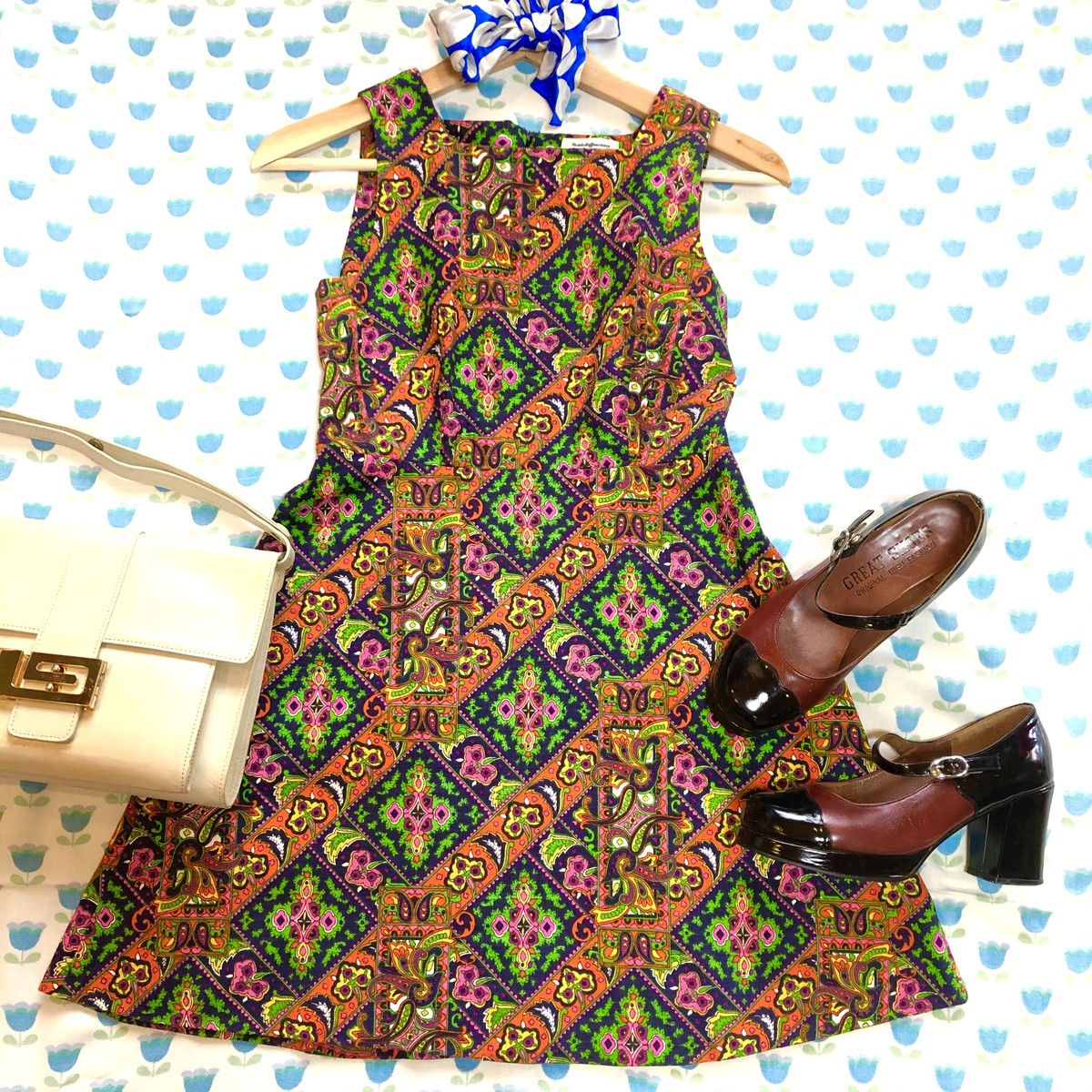 有名な高級ブランド 古着 ビンテージ 美品 サイケデリック ドット テロテロ ワンピース 70s ロングワンピース マキシワンピース Www Newbalticdance Lt