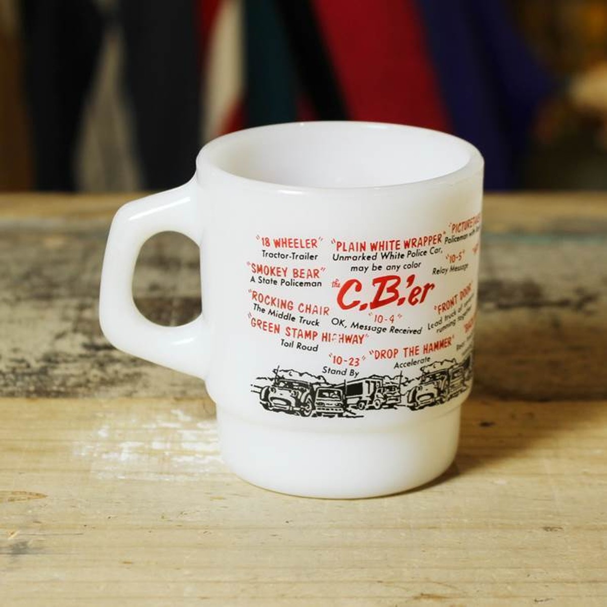 70s ファイヤーキング C B Er アドマグ カップ ヴィンテージ Fire King 19ty10 古着屋ataco Garage