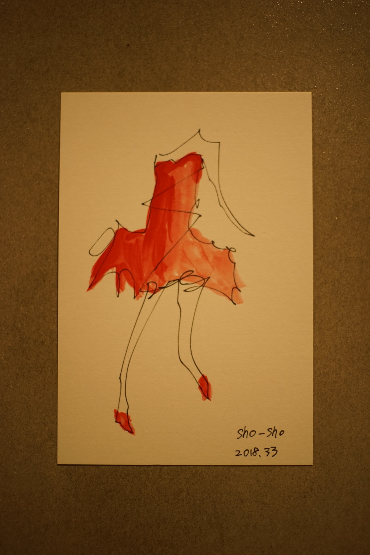 一筆書きアート Red Dress Shosho Art