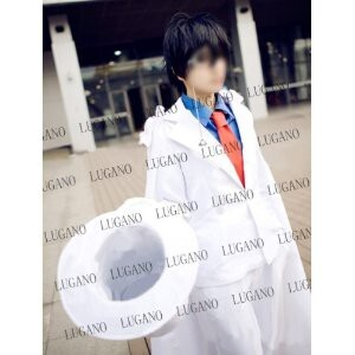 K1636b 名探偵コナン 怪盗キッド 風 コスプレ衣装 右メガネ ウィッグセット Cosplay コスチューム ハロウィン イベント ルガーノショップ