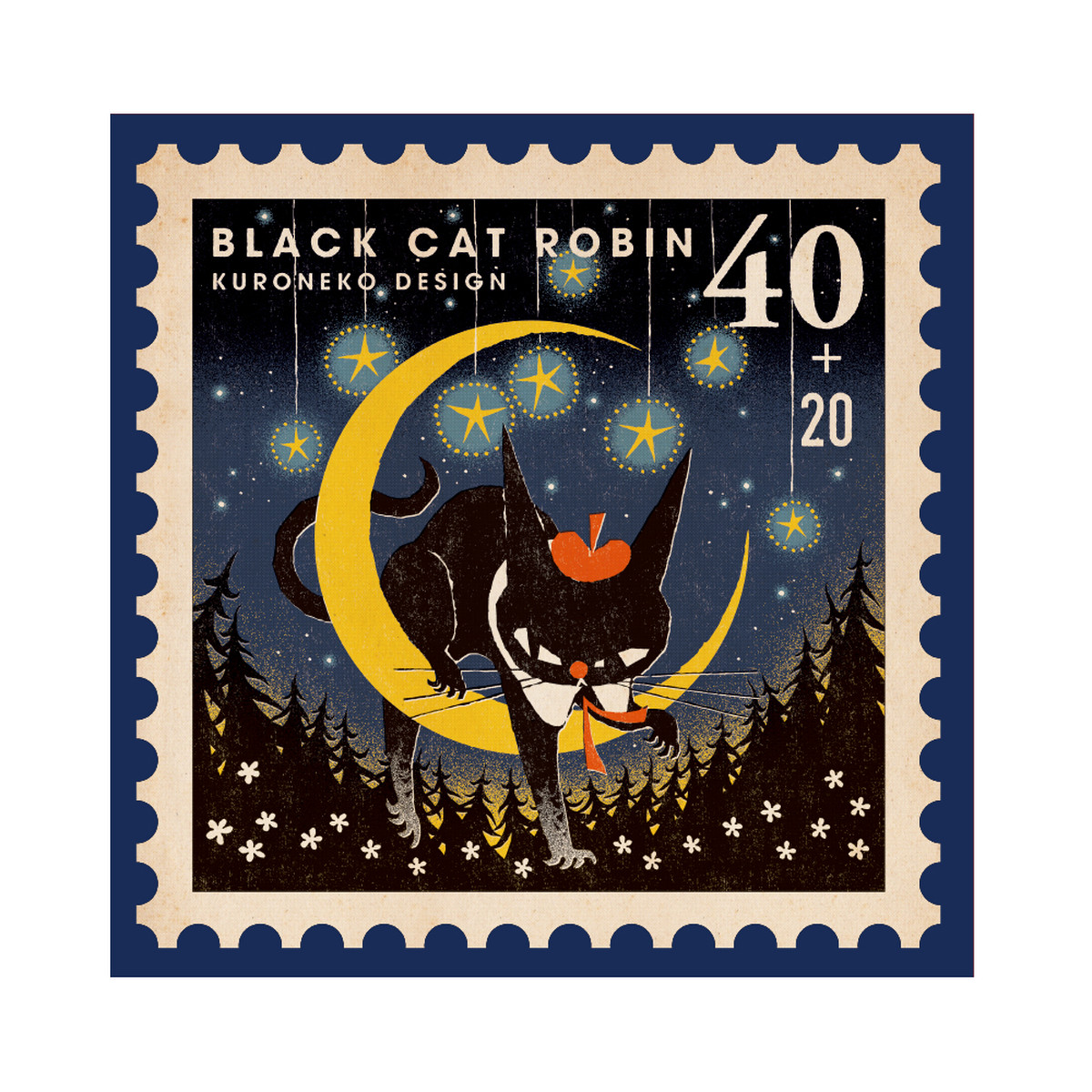 スタンプアニマル 夜とろびん By 黒ねこ意匠 ポストカード Furbaby ファーベイビー Base店