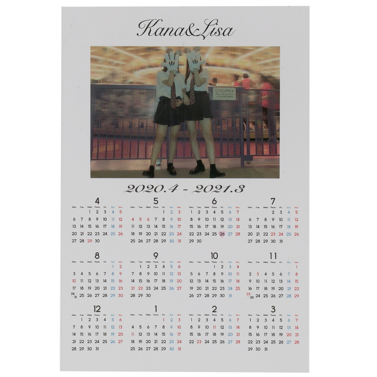 アクリルカレンダー 21 1 Sサイズ Cryla Lifebd