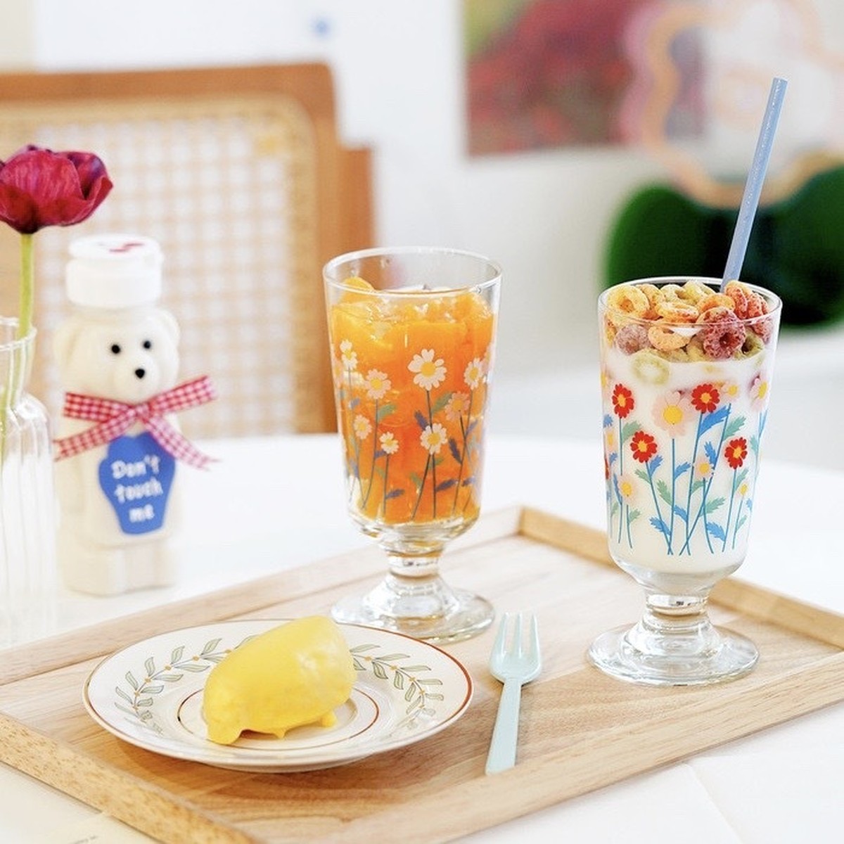 Flower Glass Cup 280ml 韓国 レトロ フラワー コップ Tokki Maeul トッキマウル 韓国雑貨通販サイト