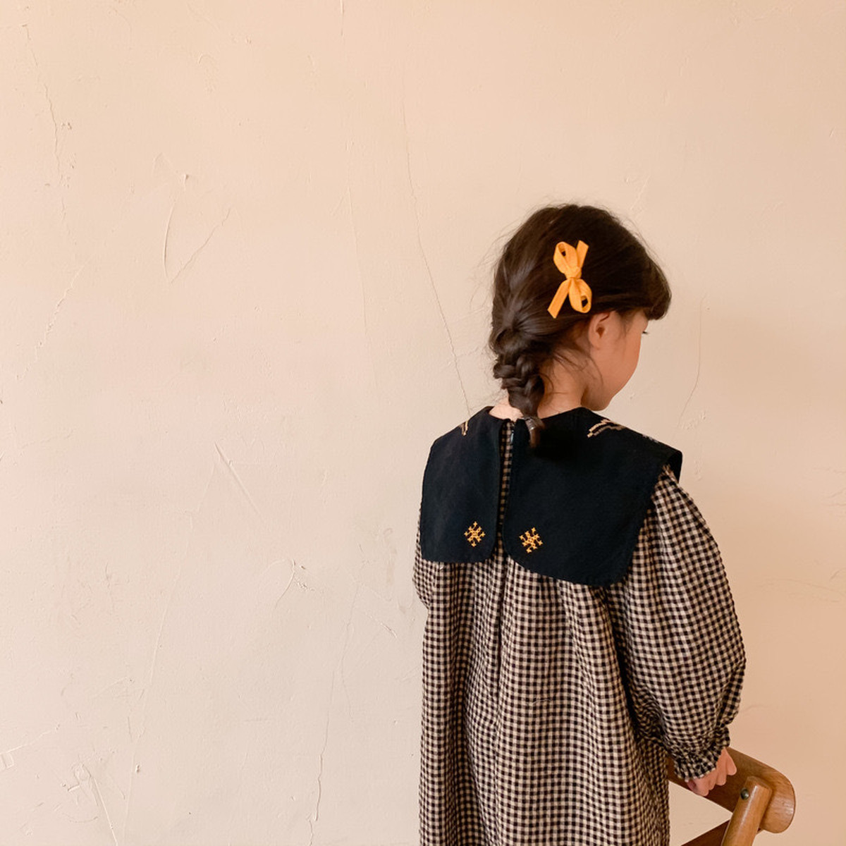 即納 刺繍ワンピース チェック柄 ドレス 韓国子供服 春 Ss 子供服のmurababy