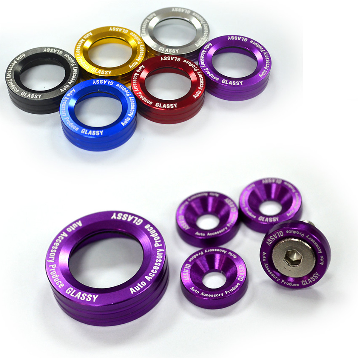 ライセンスプレート 封印 ボルトキャップ アルマイトver2 オープン Car Parts Glassy