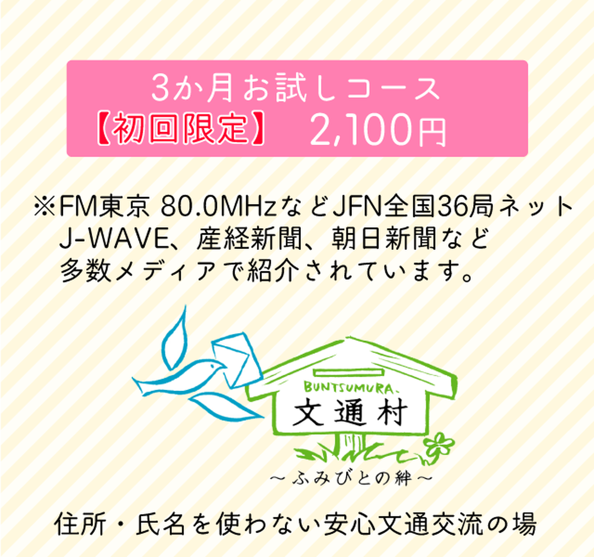 初回限定 3か月お試しコース 文通村の直営店