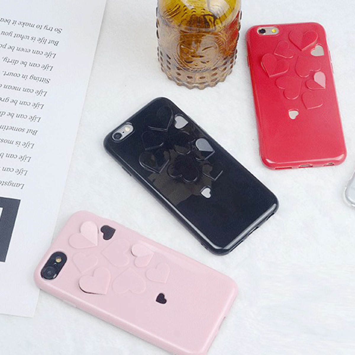ハート ぷくぷく カッティング 立体 切り抜き Iphone シェルカバー ケース ブラック レッド ピンク Iphone 6 6s 6plus 6splus 7 7plus 8 8plus Nw310 Loverytrading