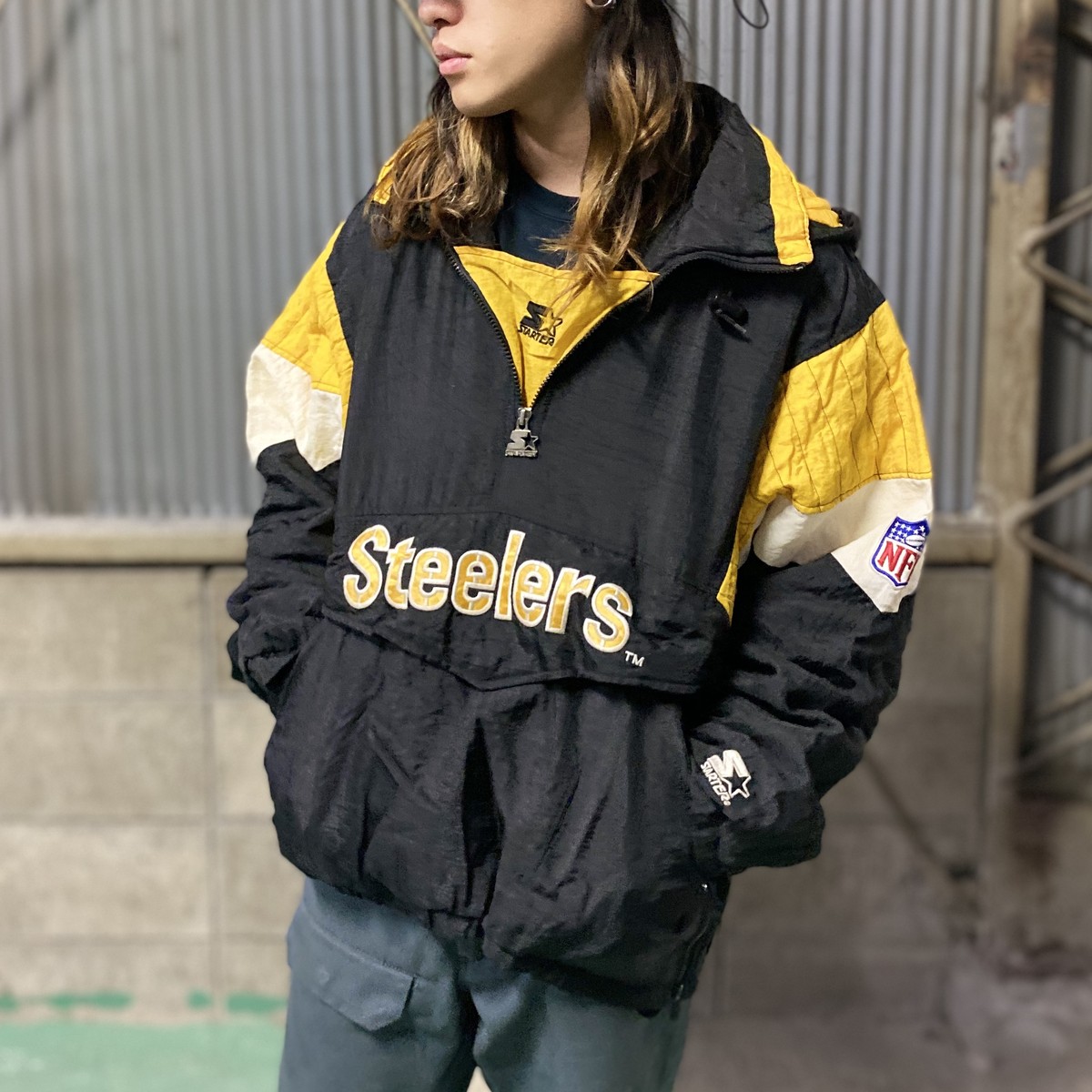 安全 90s 古着 STARTER スターター ワンポイント刺繍ロゴ ジップ
