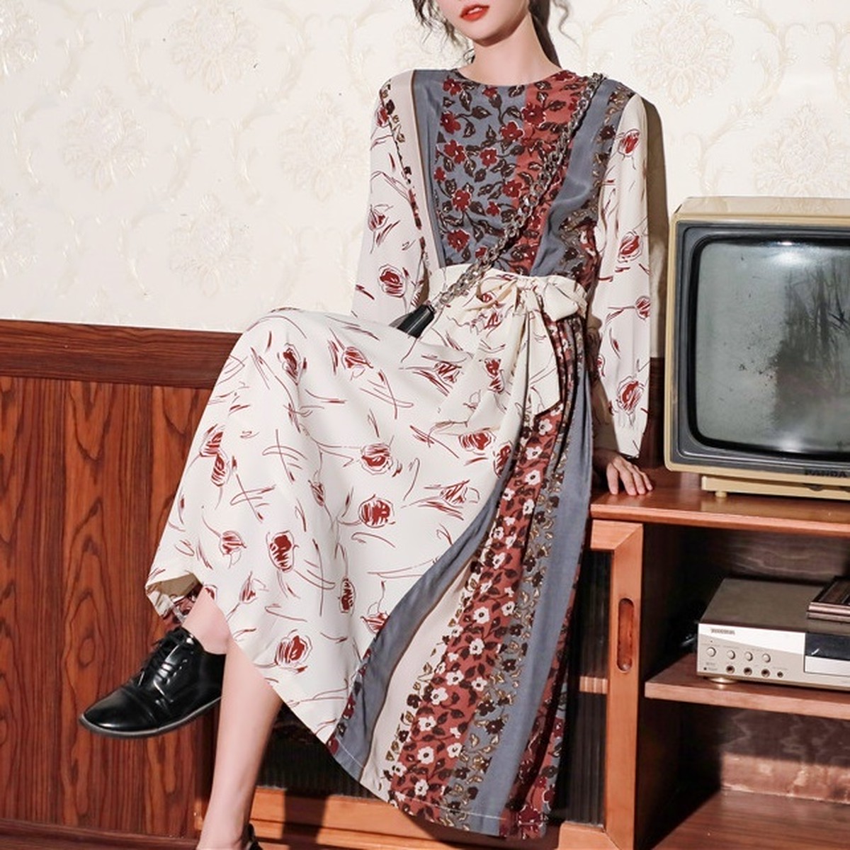 花柄クラシカルワンピース Lecchy