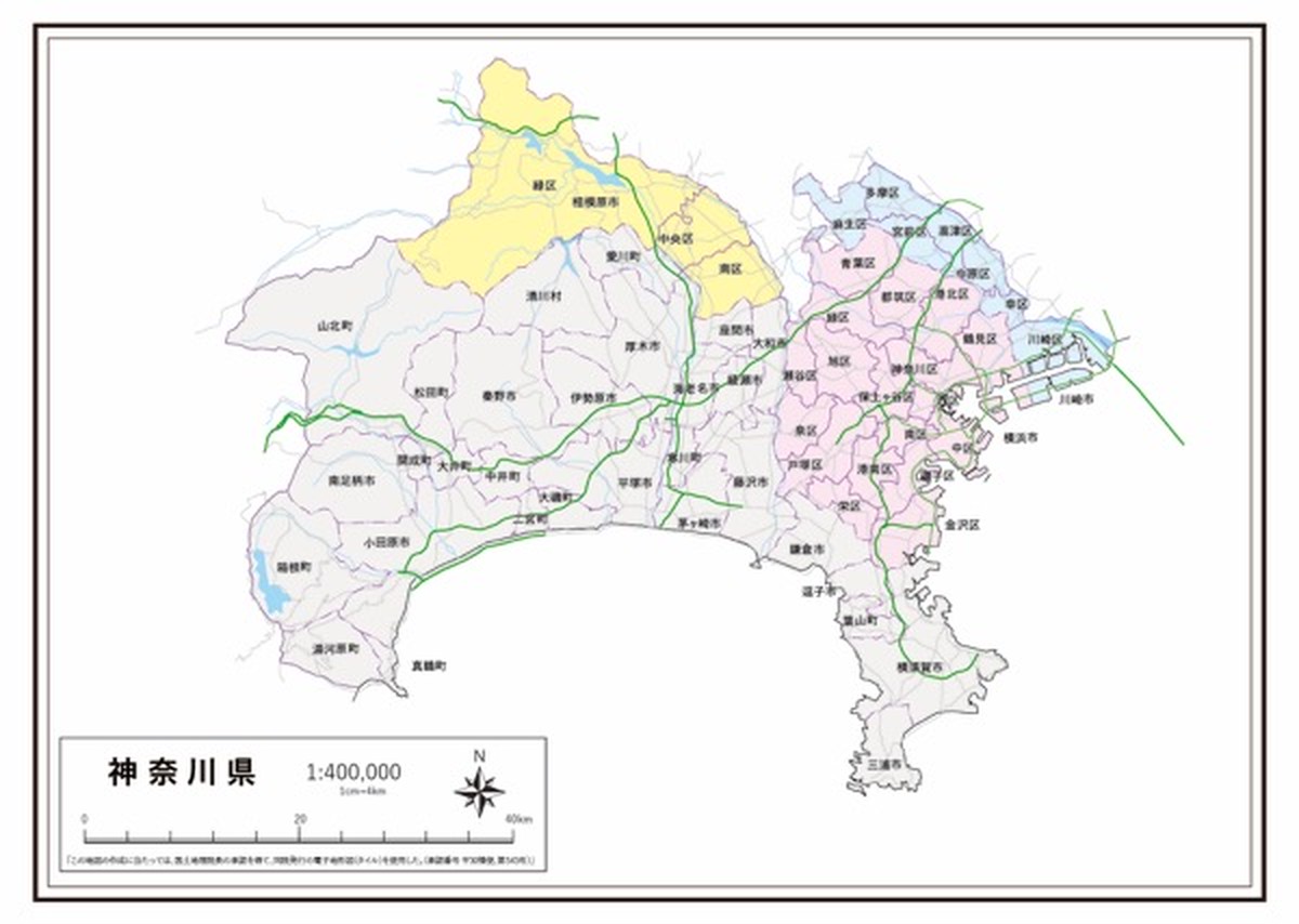 P5神奈川県 高速道路 K Kanagawa P5 楽地図 日本全国の白地図ショップ