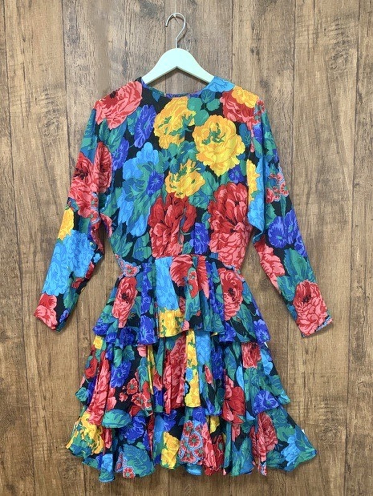 ヴィンテージ レトロ ワンピース カラフル 花 舞台 ダンス 衣装 Vintage 古着 Club723 N80 Club723