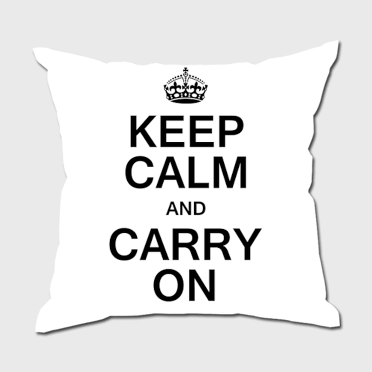 送料無料 デザイナーズクッション Keep Calm And Carry On 45x45cm 本体 カバー Wh ホワイト イギリス シンプル モダン モノトーン オリジナルデザインクッション専門店のexperience