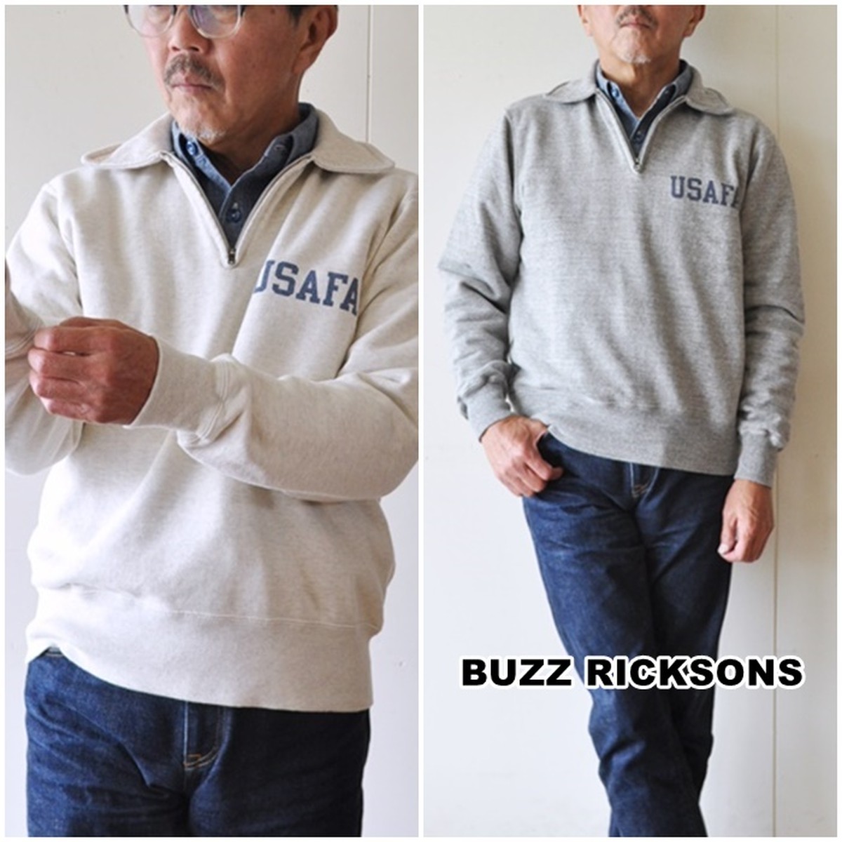 buzzricksons バズリクソン ハーフジップスウェット 68397 | ブルー 