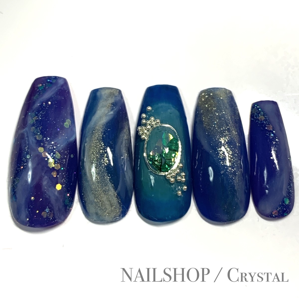 044 ネイルチップ 海ネイル 深海ネイル 夏ネイル ニュアンスネイル Nailshop Crystal ネイルチップ専門店