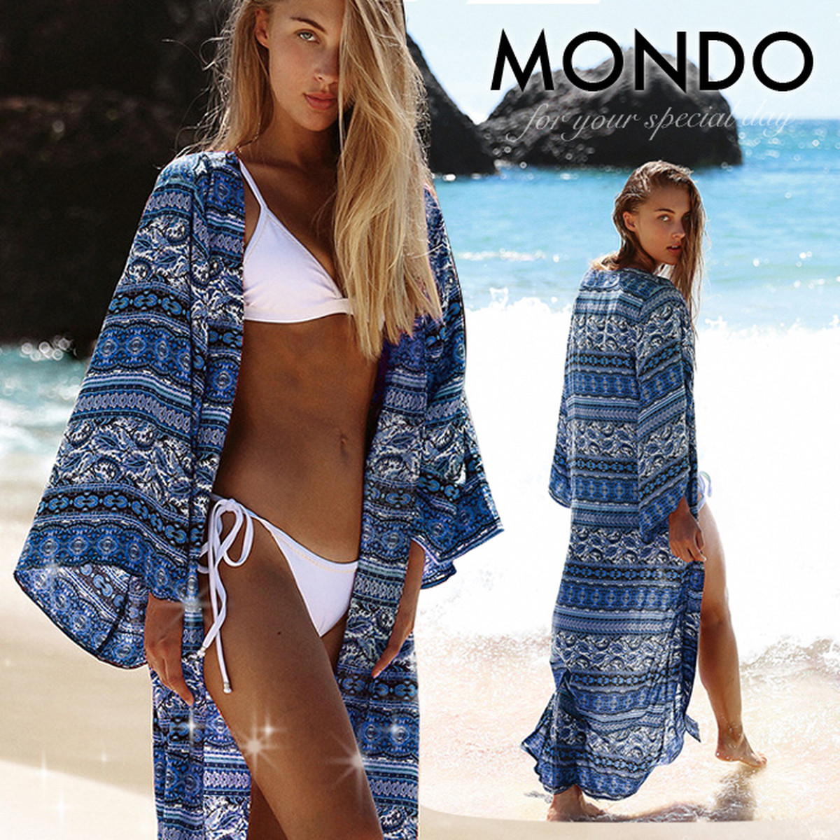 水着 レディース ガウン 羽織 マキシワンピース リゾート ガウン 羽織 水着 ワンピース ブルー ビーチ マキシワンピ アロハ 水着 セクシー リゾート 長袖 花柄 青 コバルトブルー バカンス 花火大会 フラワー メール便 Al2465 Mondo Shop 今 送料無料 1980円