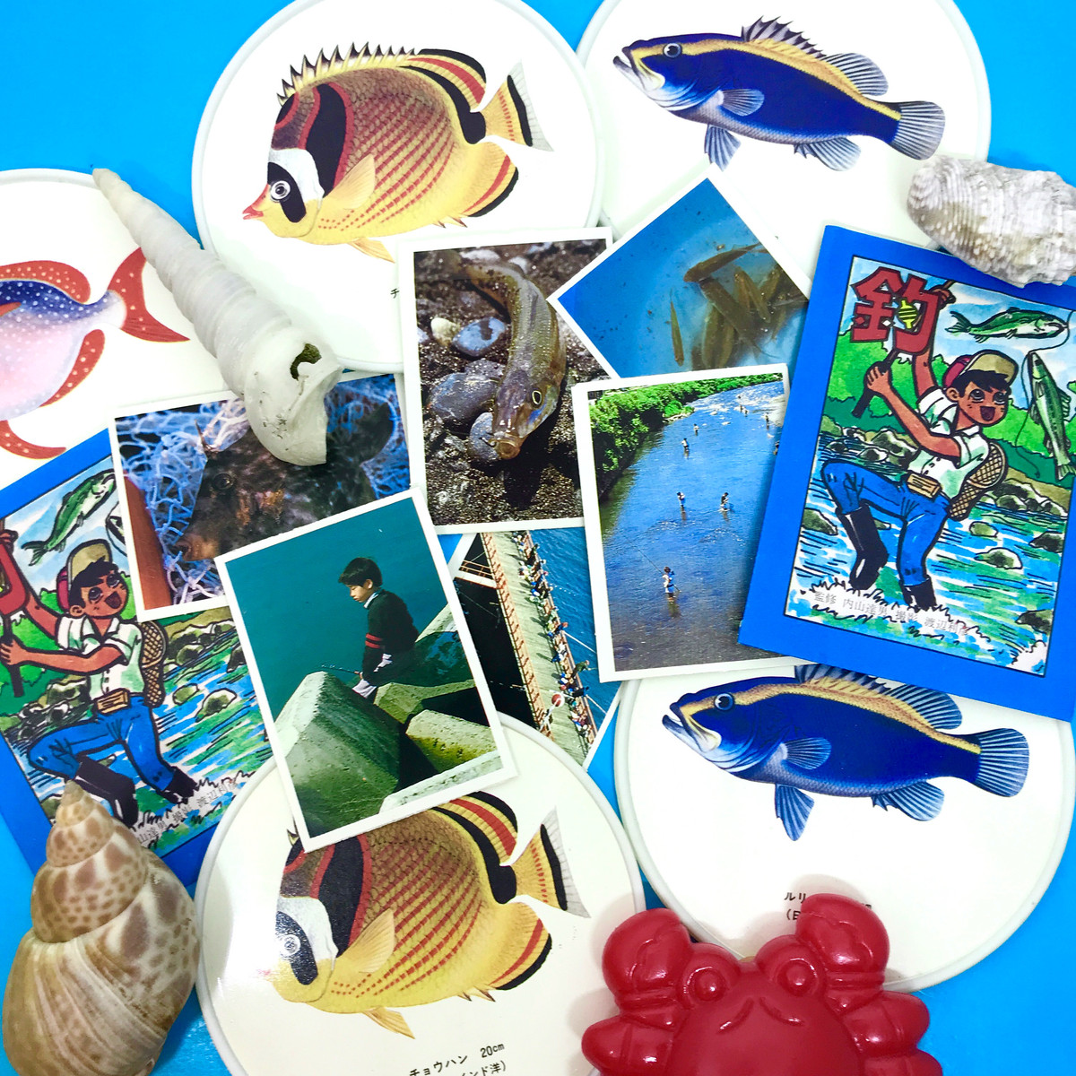 無加工のおもしろさを 釣り人シールセット ２袋６枚入り がらくたや ネバーランド