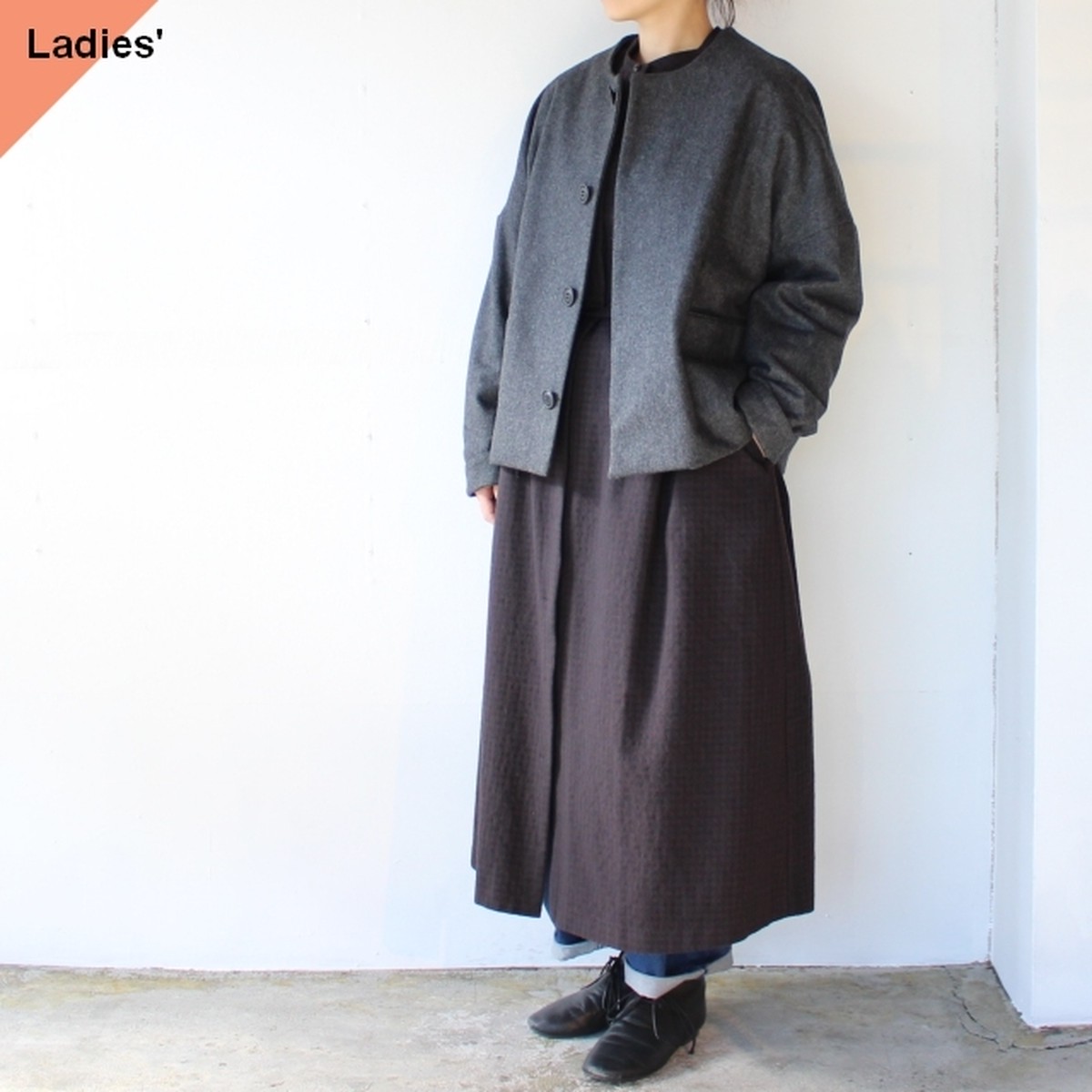 Setto ウールノーカラージャケット Raffine Jacket グレー C Countly Online Store メンズ レディス ユニセックス通販