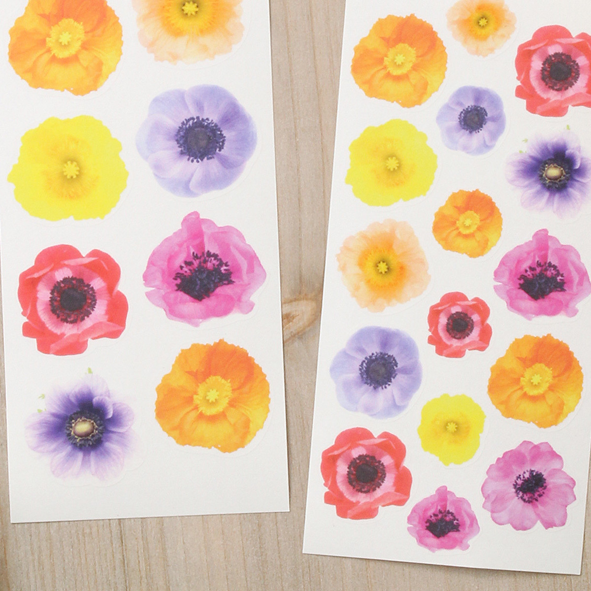 透ける花シール ポピー アネモネ フラワー 2枚組 G039 だいし屋