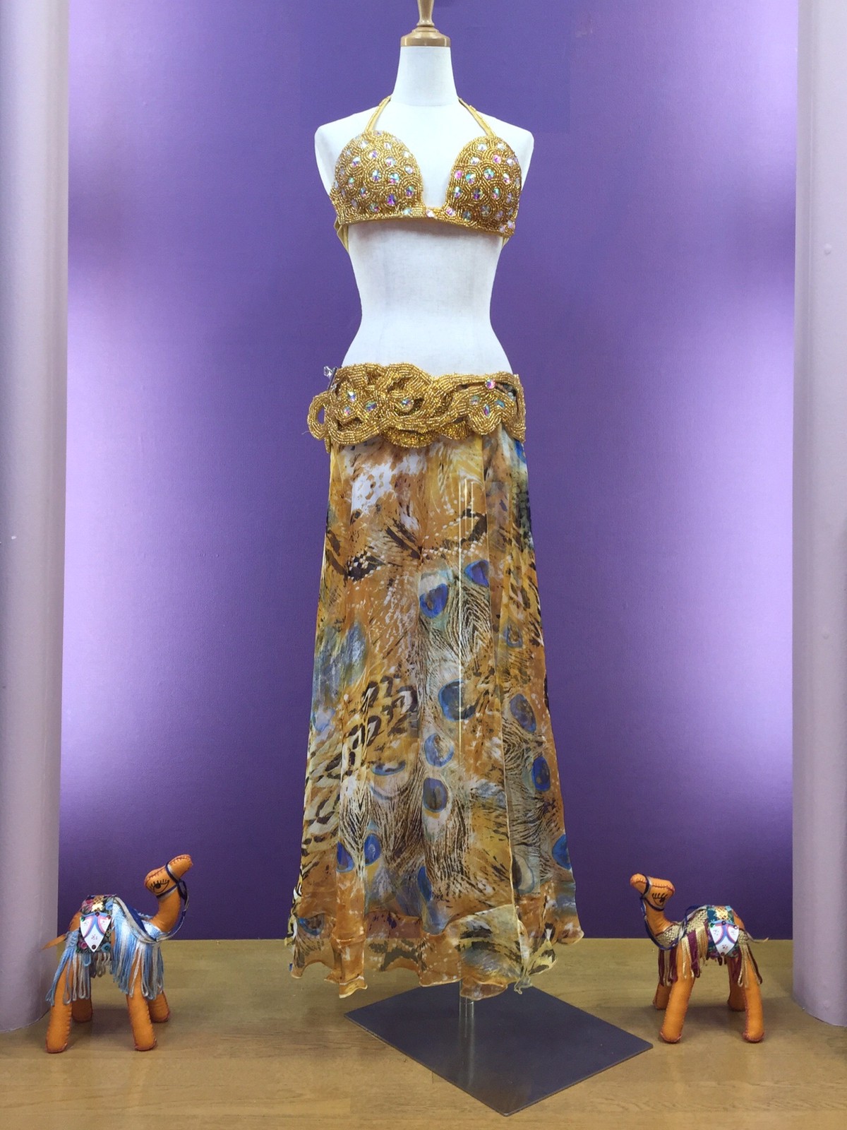 ベリーダンス衣装 ゴールド ブラベルトスカートセット | shamirajapan