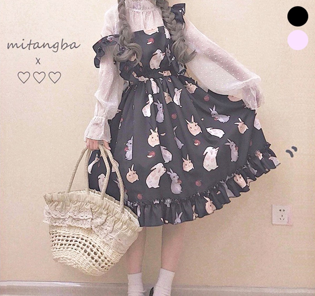 うさぎ ワンピース レディース ロリータ ゴスロリ 兎 ゆめかわいい 韓国 原宿系 Tb 596 毒いちご 韓国ファッション