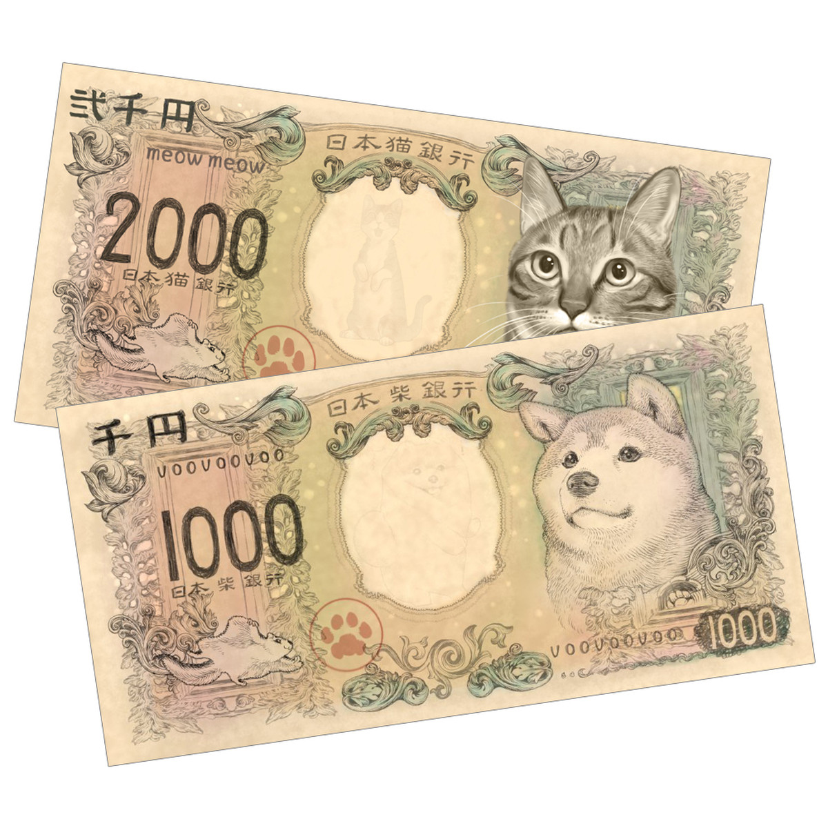 ワンニャンセット クリアチケットホルダー 新紙幣 柴犬 猫 Furbaby ファーベイビー Base店 ワンニャンセット クリアチケットホルダー 新紙幣 柴犬 猫 Furbaby ファーベイビー Base店