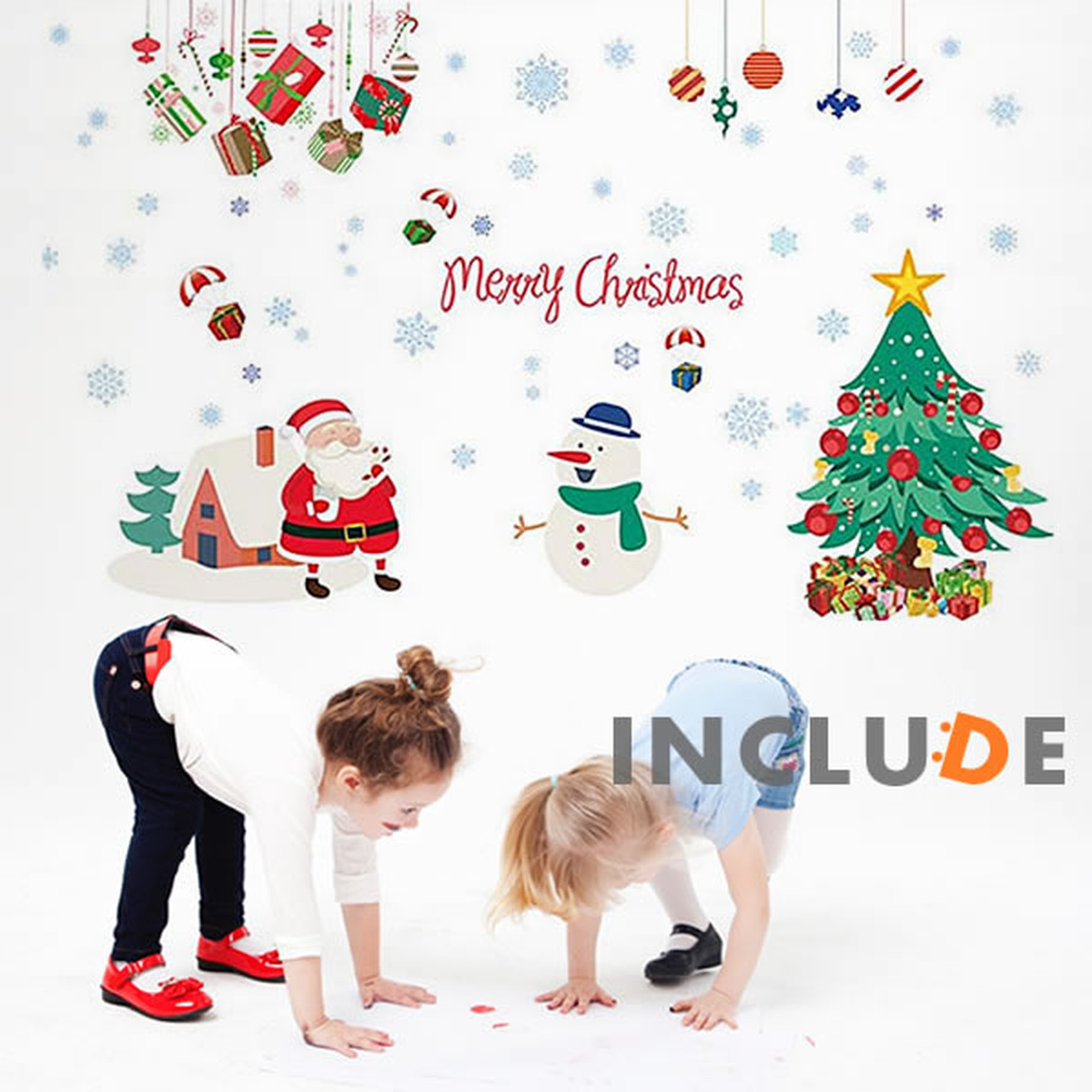 ウォールステッカー サンタクロース サンタさん トナカイ 雪だるま ジングルベル たのしい クリスマス Xmas Kawaii おじいさん 妖精 かわいい 子供が喜ぶ Kabe Kawaii