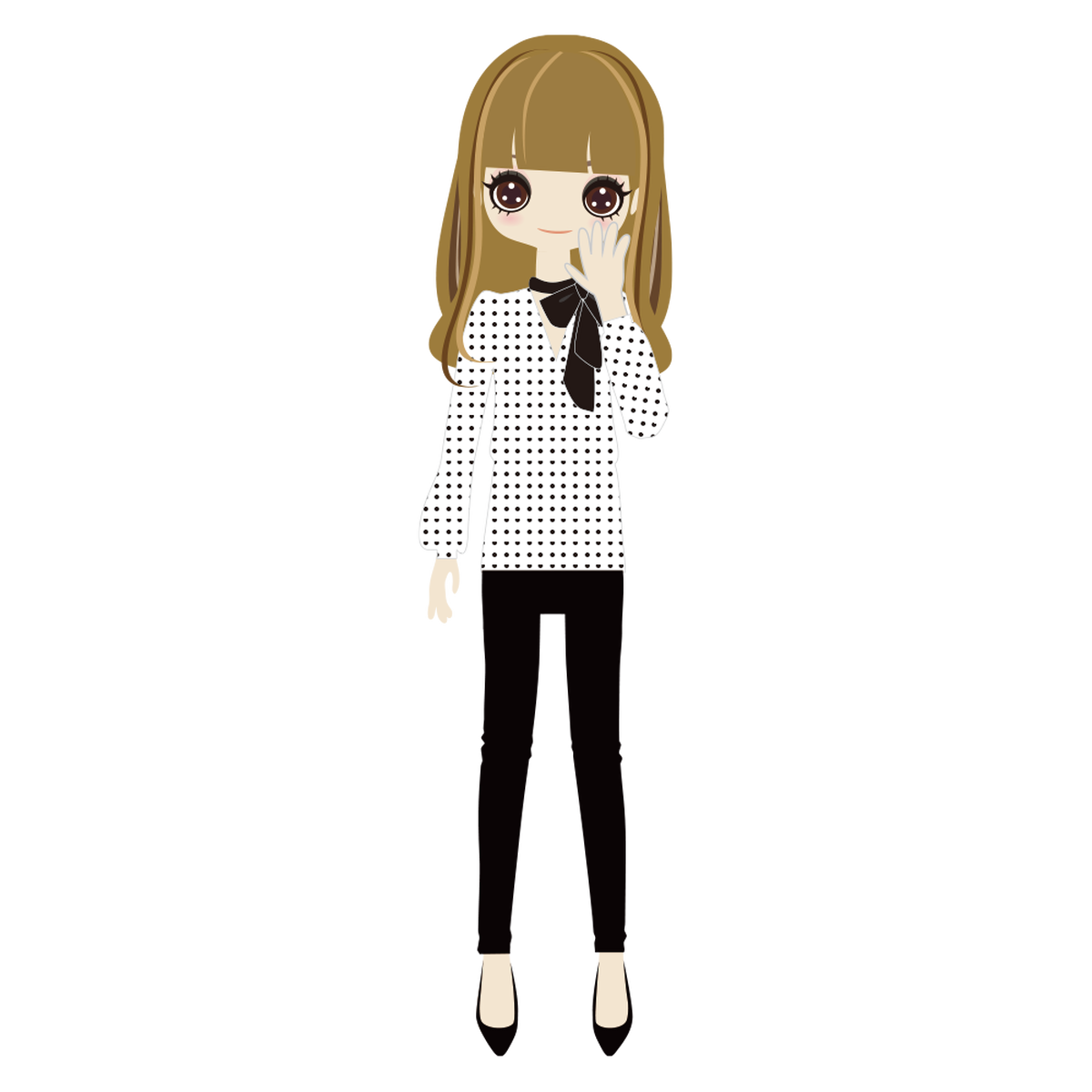 控えめに手を振る女性 こども箱