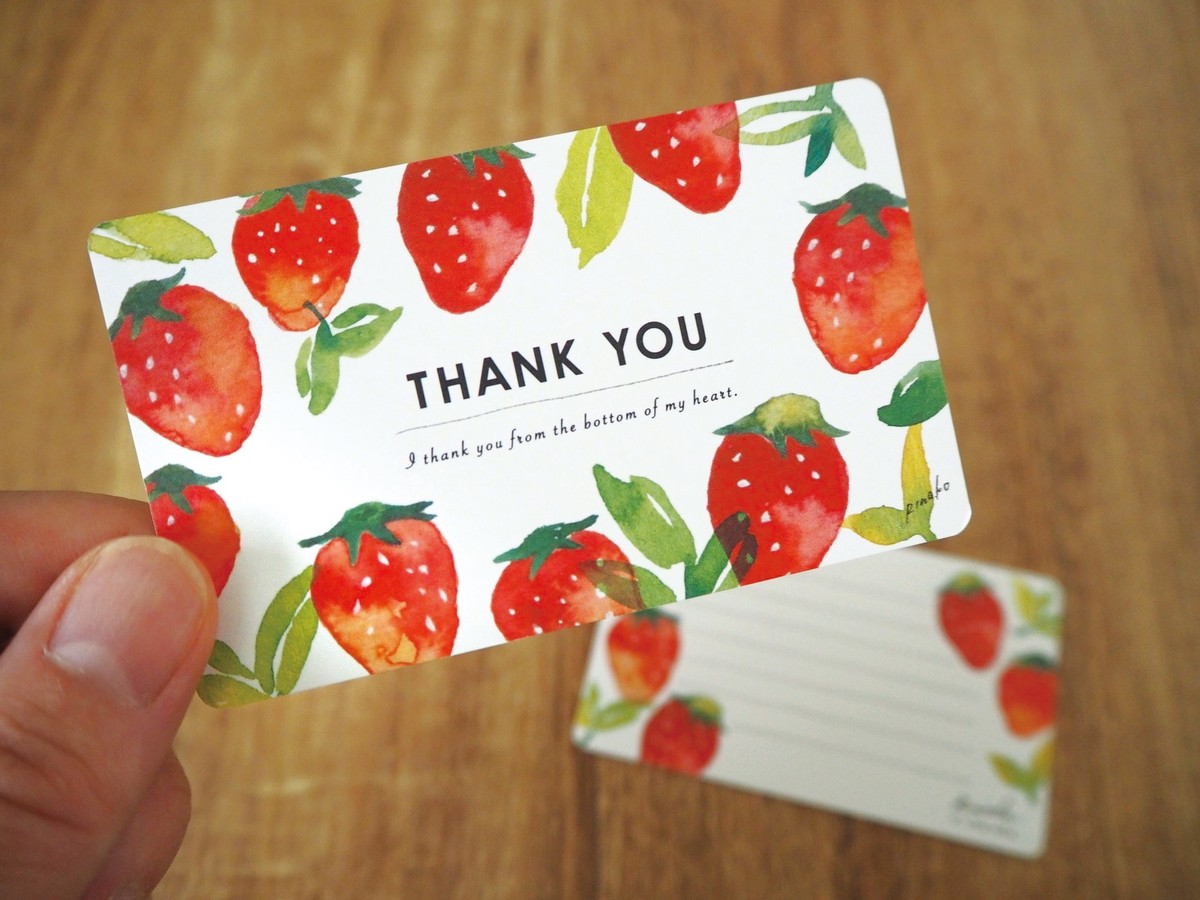 赤いちごのthank Youカード 花と水彩画の雑貨店 Rmade