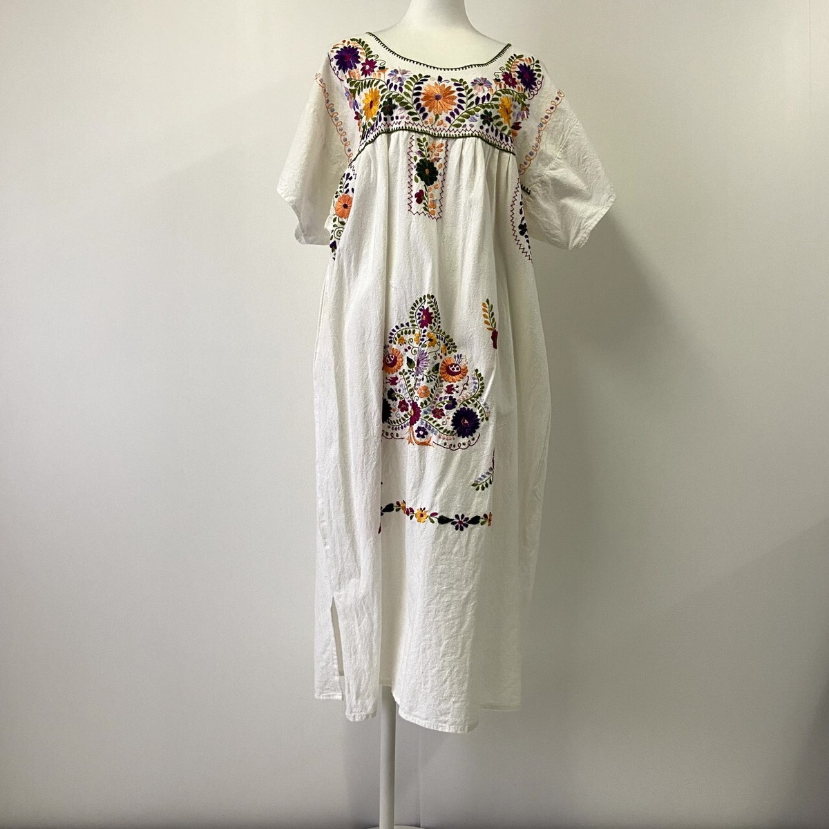 古着 ビンテージ 70s コットン 花柄 刺繍 メキシカン ワンピース ドレス オンラインストア限定 Villa Saintantoine Com