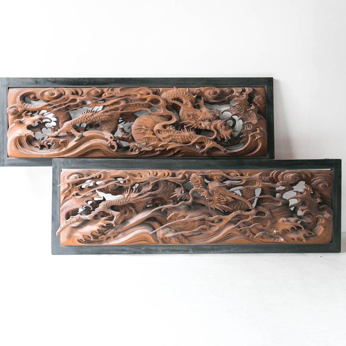 異例の-木彫 •龍彫刻欄間 206cm 鍍金• 神社 - lyceemaputo.org