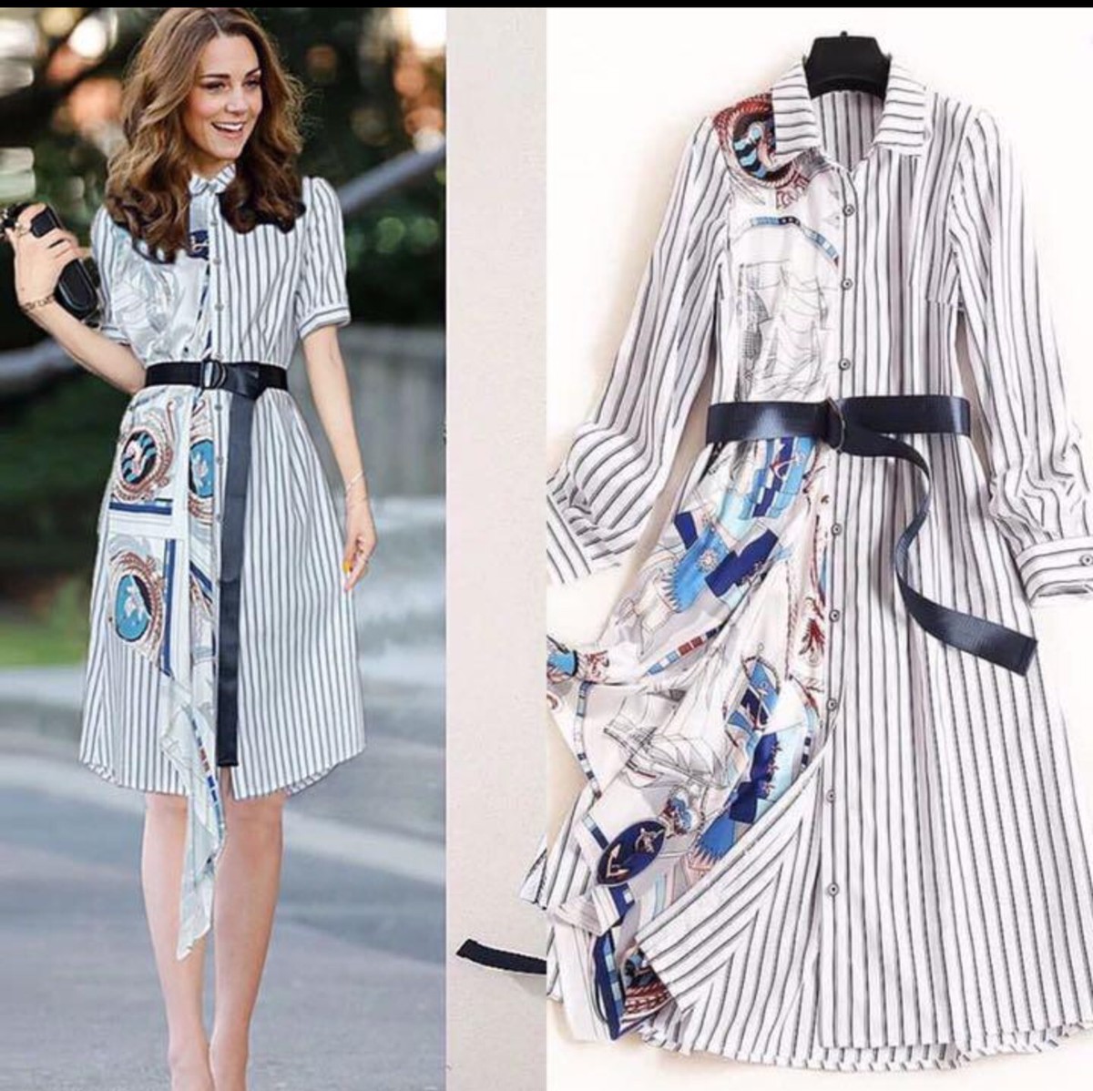 日本未発売 シャツ ワンピ 英国風 キャサリン妃 着用 長袖 羽織り透け感なし トレンド服 韓国ファッション オルチャンファッション 素敵なレディース服たくさん Fitting You