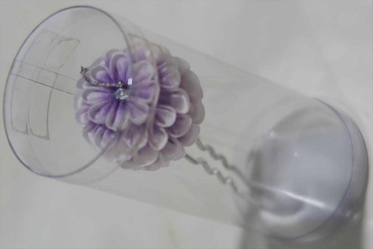 紫の丸い花の簪 かんざし髪飾り 和装 可愛い おしゃれ 振袖 打掛 袴 成人式 卒業式 結婚式など 高級着物のさくら衣裳 サクライショウ Sakuraisyou