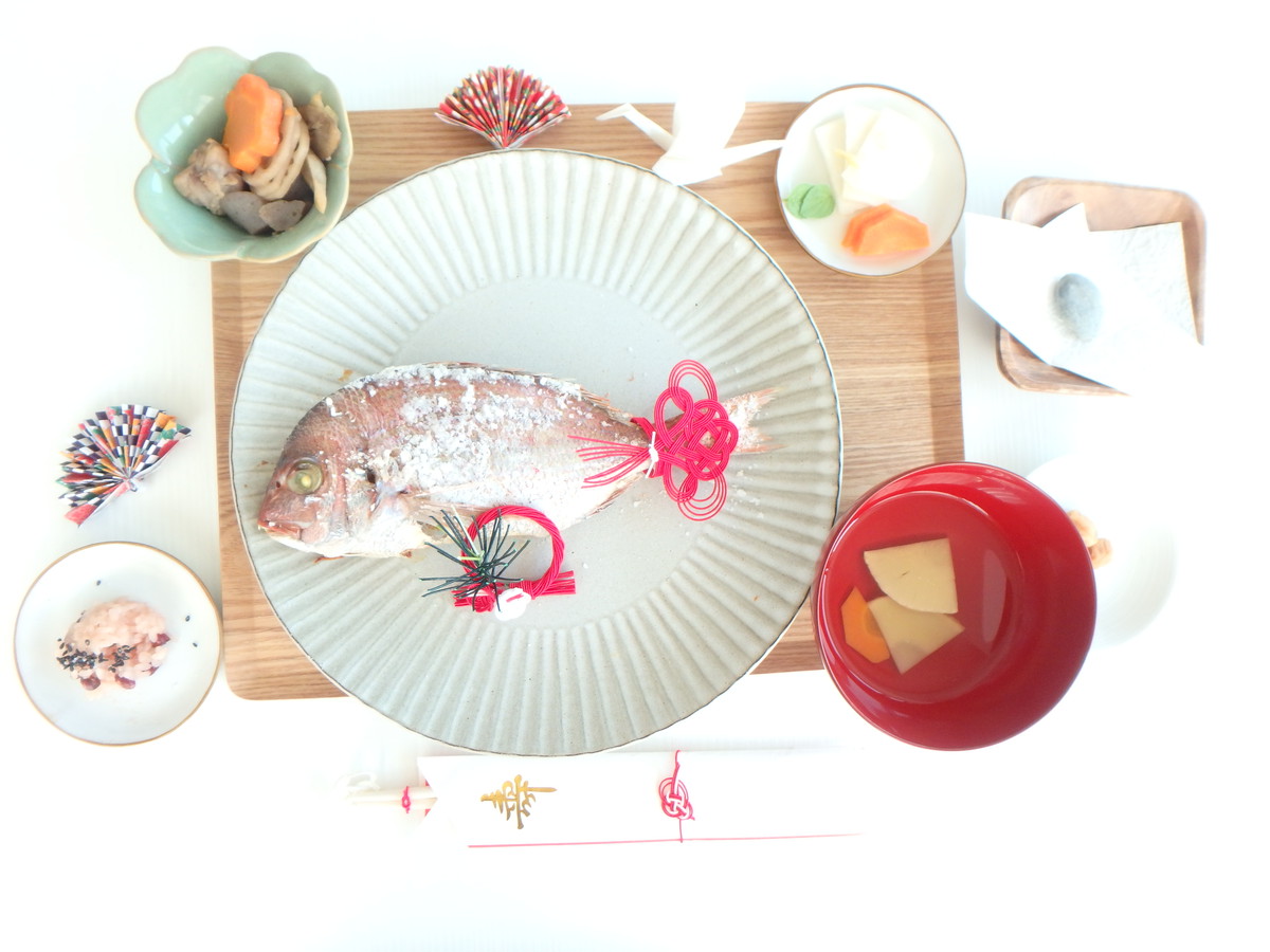 セット 自宅でお祝い お食い初めセット 歯固めの石つき Set Japanese Okuizome Set First Meal Flower Mizuhiki