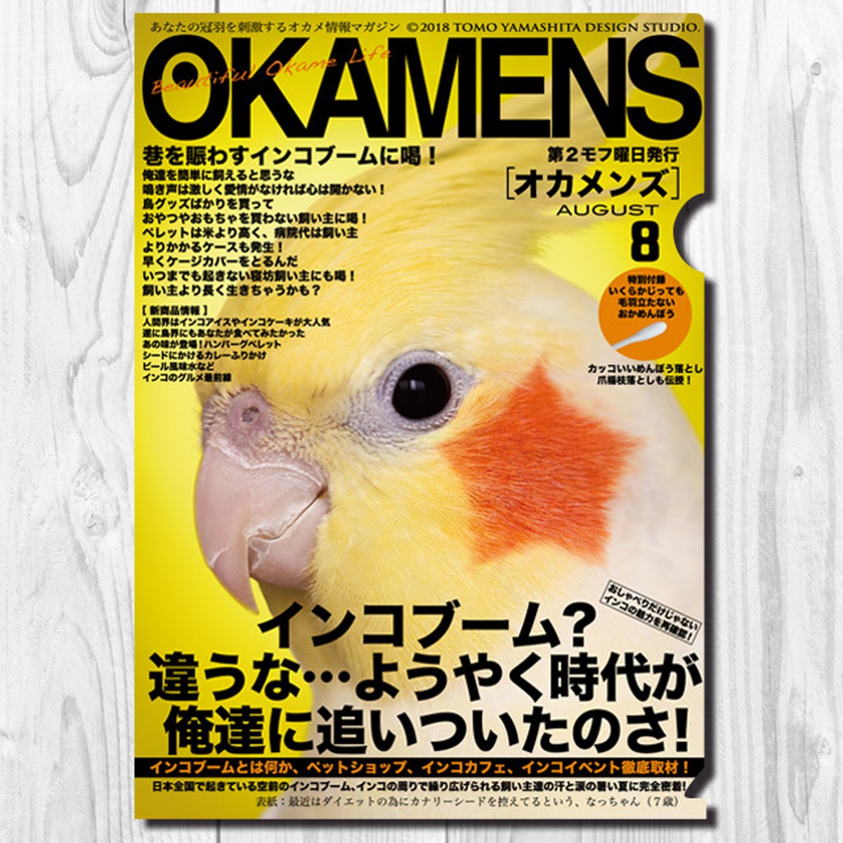 クリアファイル オカメンズ8月号 インコブーム Tomoyamashita Design