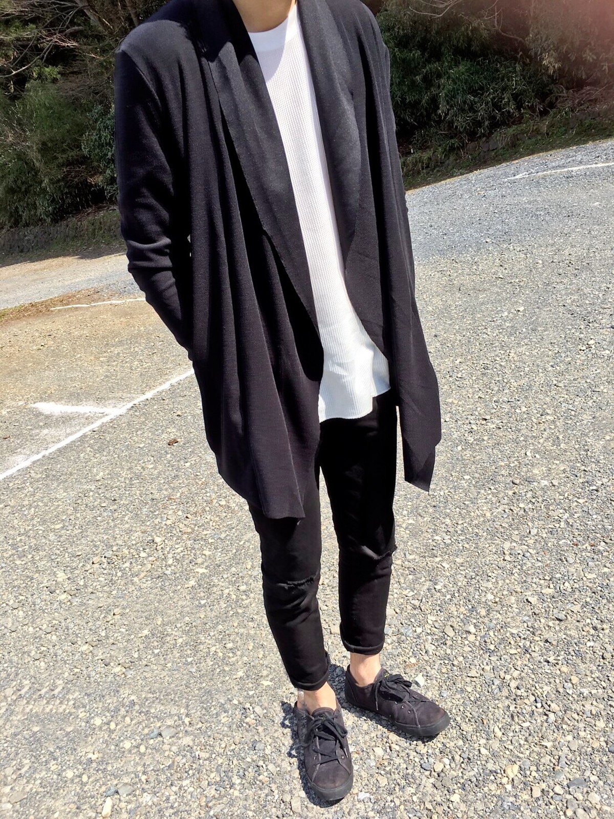 ロングドレープカーディガン 春 メンズ 薄手 羽織 D M ドエム