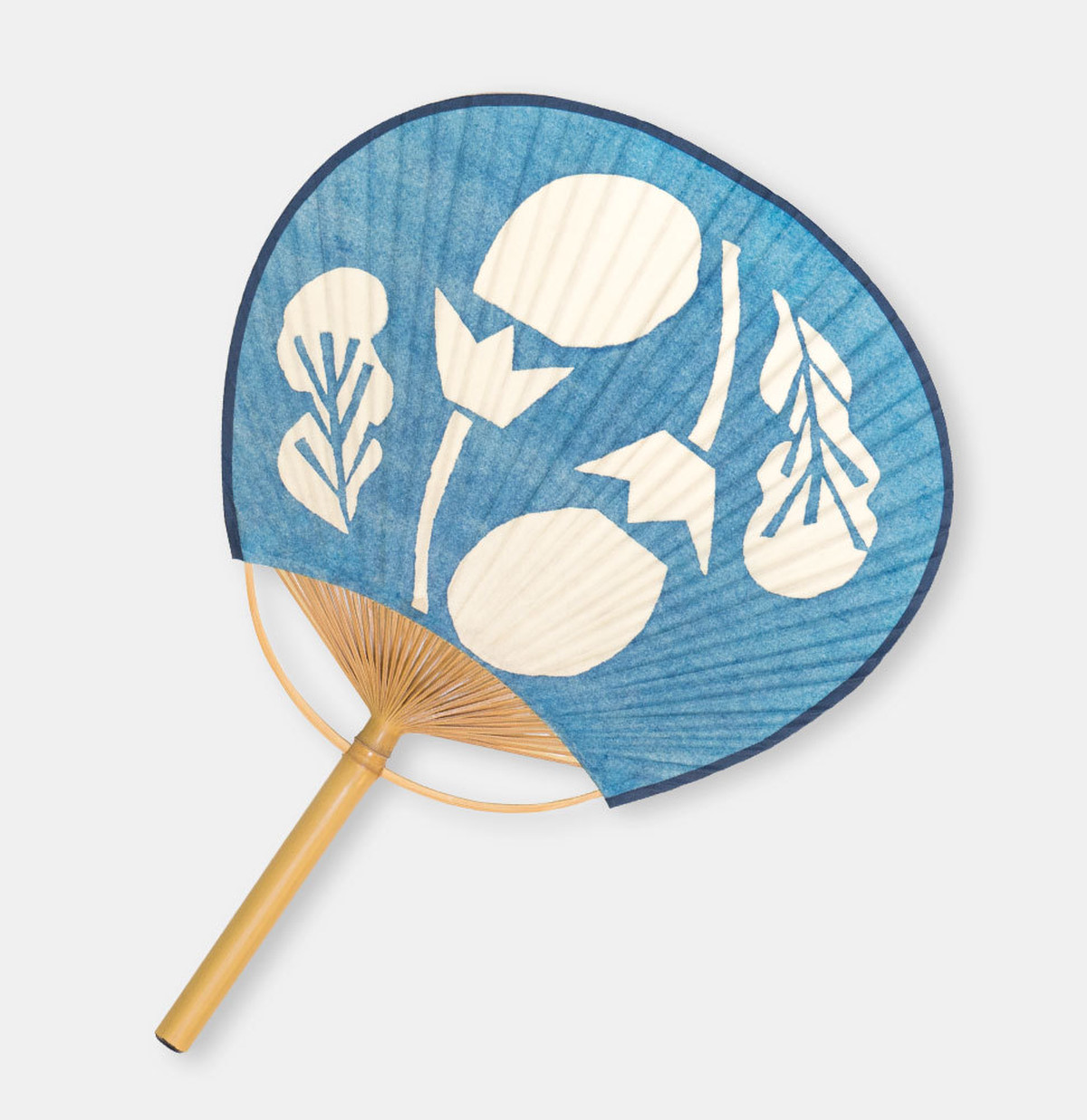 柚木沙弥郎 型染め うちわ なす 青 Round Robin Folk Craft