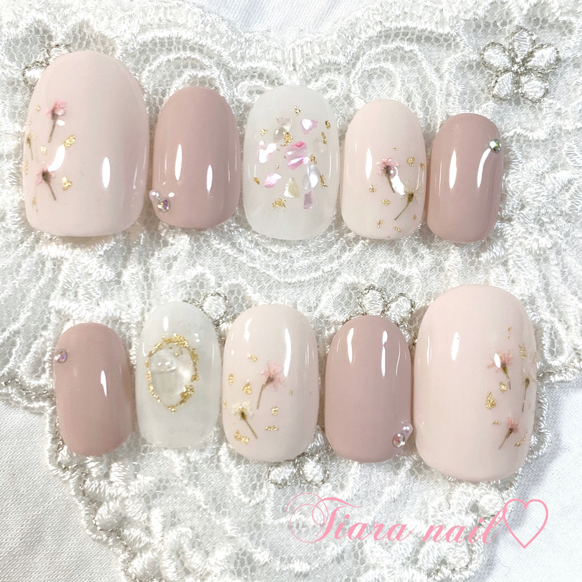 ネイルチップ ブライダルネイル ウェディングネイル 成人式ネイル 卒業式ネイル Tiara Nail ネイルチップ専門店