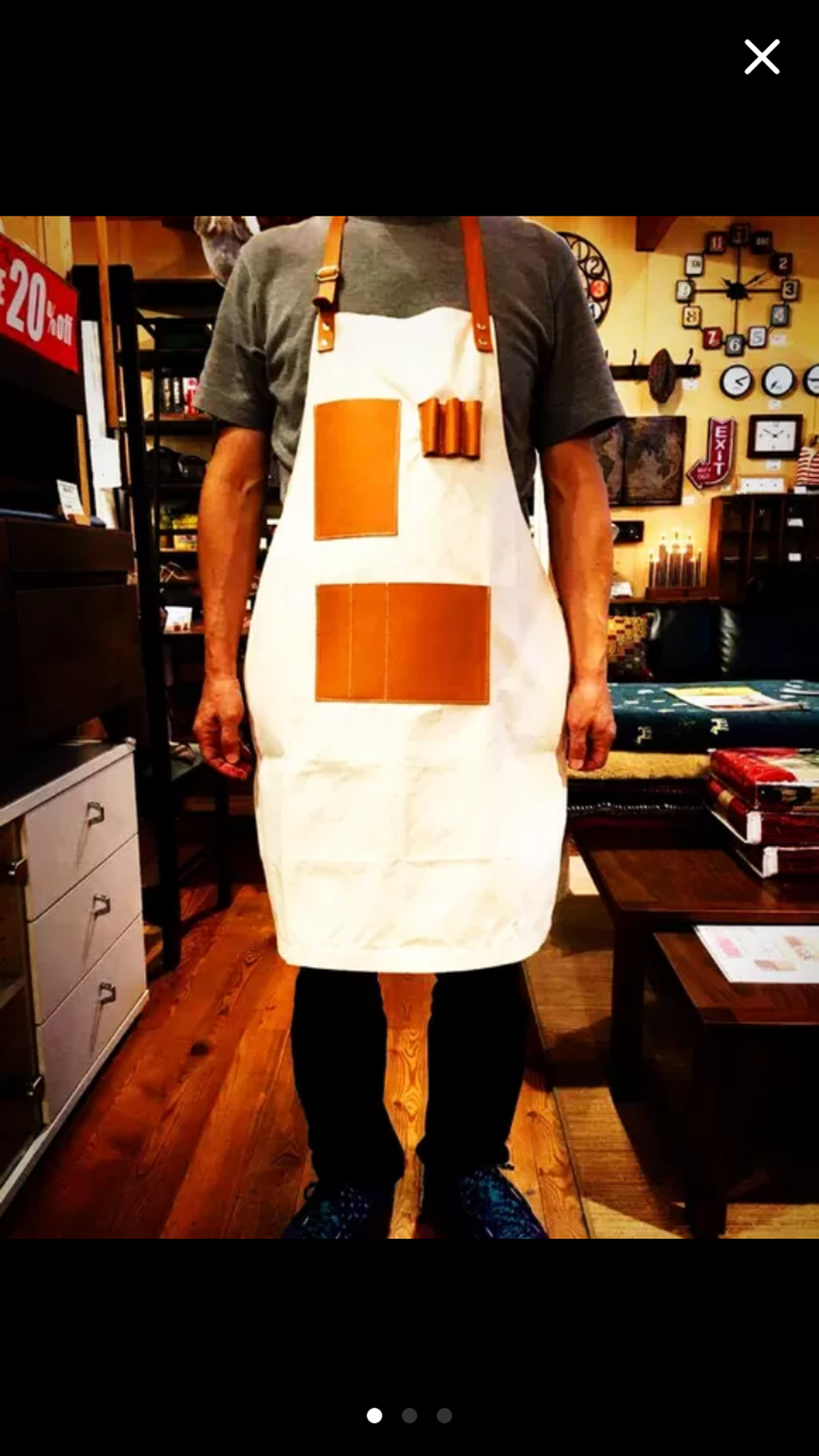 男のエプロン 帆布と革 作業着 作業用エプロン 美容師 理容師 料理人 Zack Leather