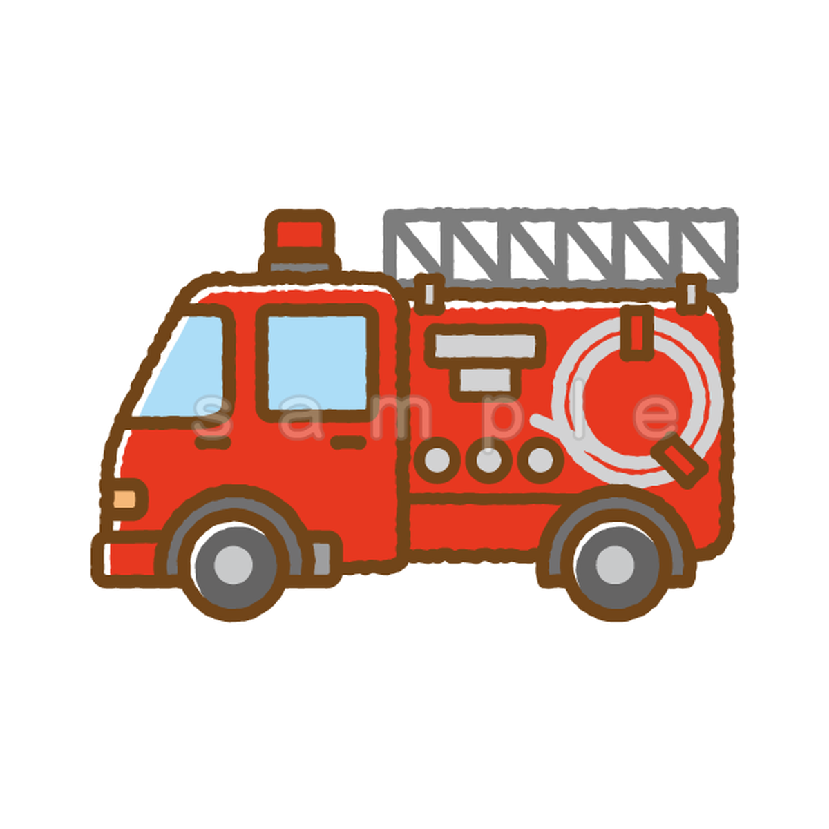 消防車(H005)AI | イラストショップくま｜商用利用OKのかわいいイラストのフリー素材がたくさん！