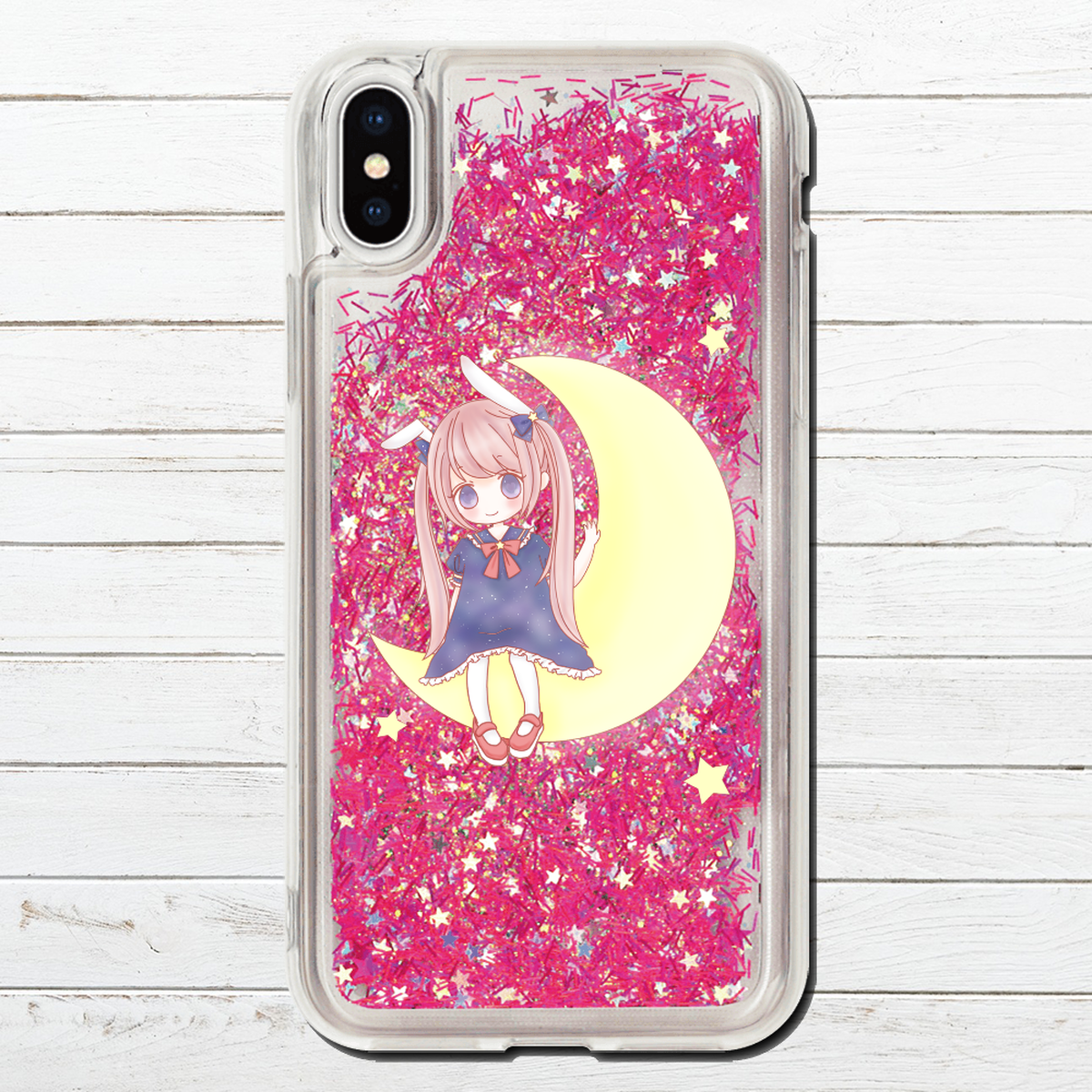 Iphoneケース キラキラ グリッター ケース 女の子 イラスト Iphonexs X かわいい Iphone6 6s 7 8 Iphoneシリーズのみ対応 Iphoneplus非対応 タイトル 月うさぎ 作 Hanami Iphoneケース Tシャツ メンズ スマホケース レディース Etc 雑貨屋アリうさ