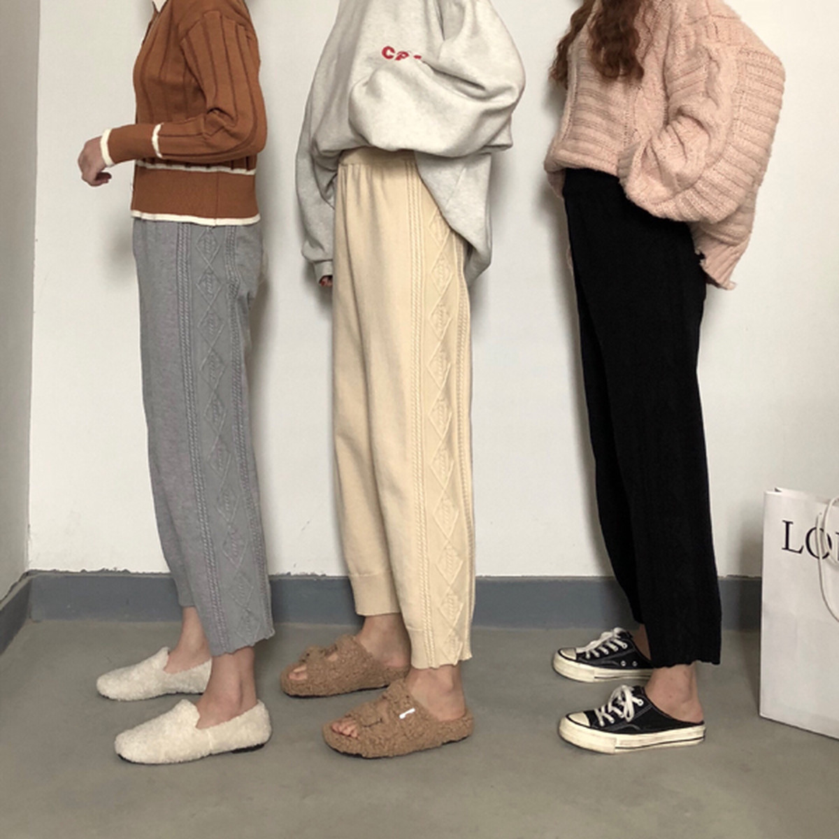 ケーブルニットパンツ ケーブル編み ワイドパンツ フレアパンツ 美脚 ニットパンツ ガウチョ ニットパンツ レディース ロングパンツ ボトム ズボン 春夏 秋冬 イージーパンツ 体型カバー リブ 楽ちん バルキー Sumoa